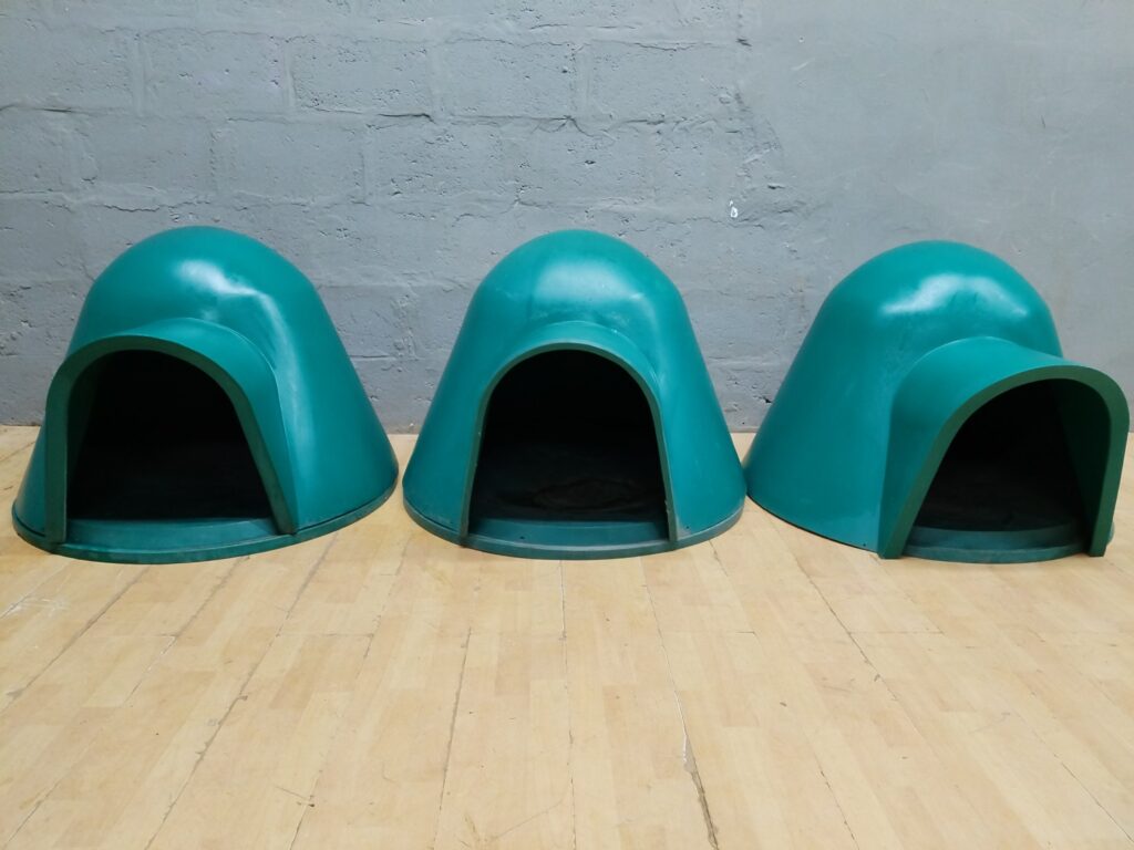 Lot of 3 Green Plastic Pet Igloo / Dome Houses – Used, Structurally Sound, Cosmetic Wear