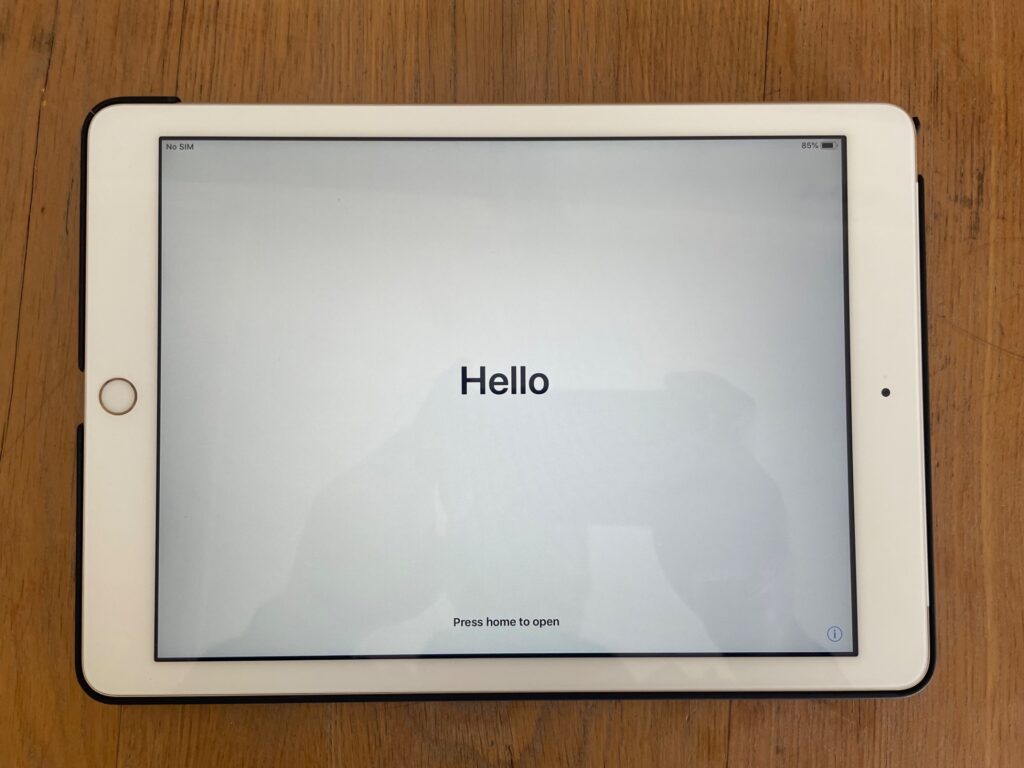 Apple iPad (model A1823) 32GB Wi‑Fi + Cellular — Powers on, case included, light rear marks