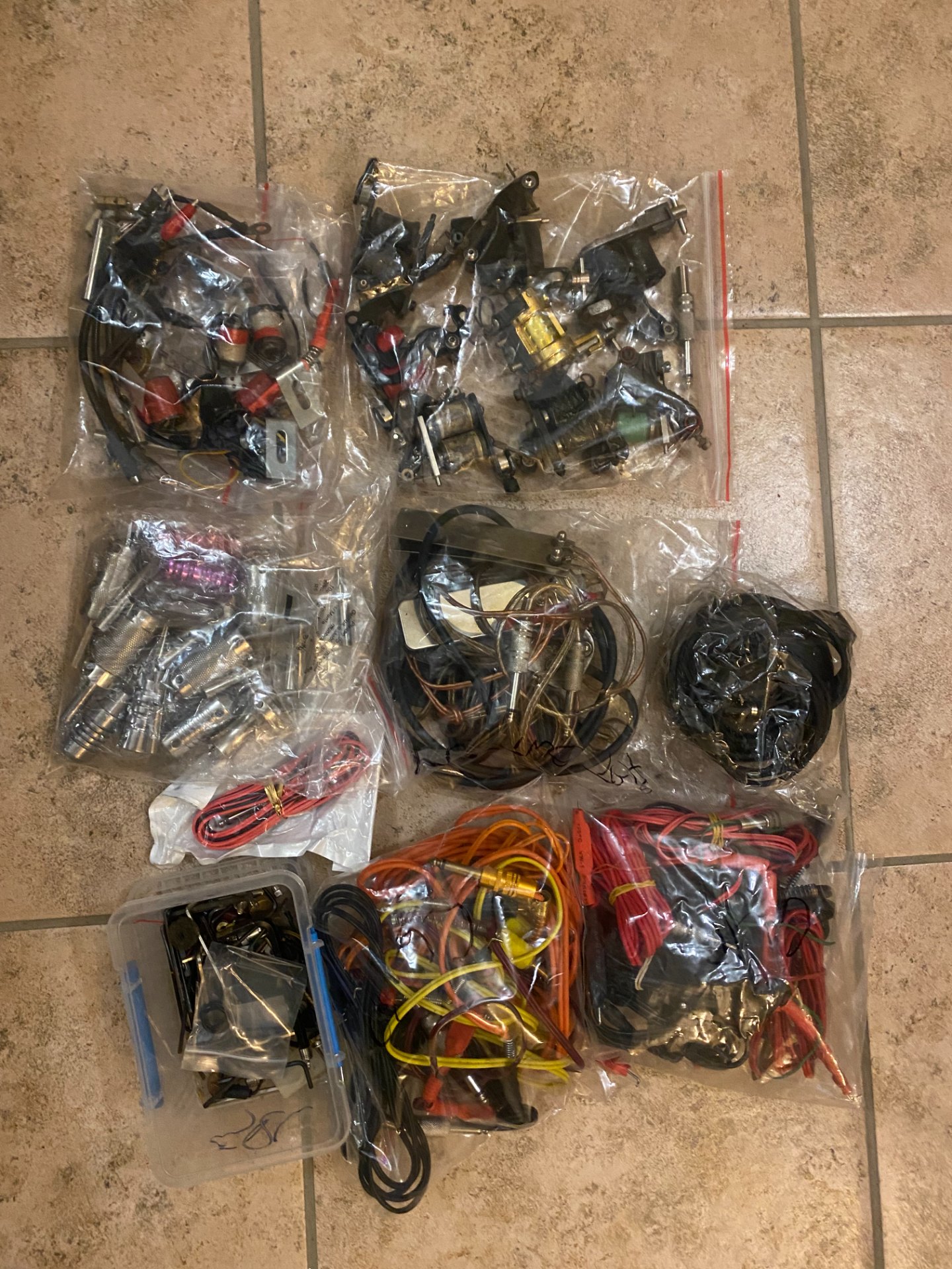 Mixed Lot — Used Tattoo Machines, Coil Frames, Grips, Cords & Small Parts (Untested)