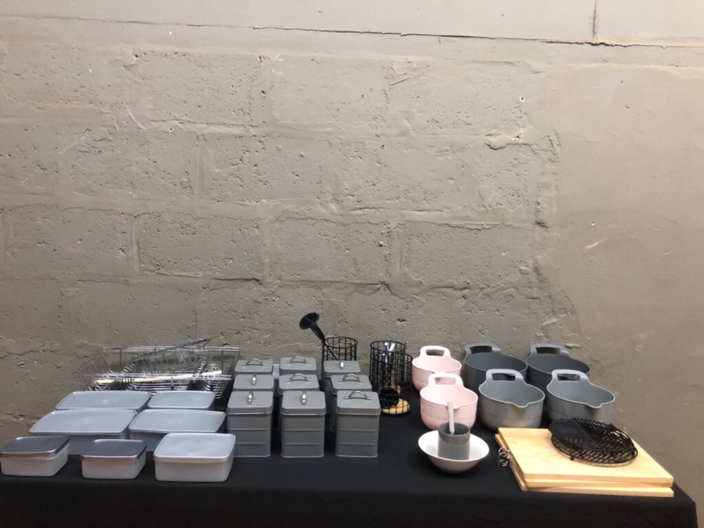 Mixed kitchen storage & utensils bulk lot — 38 pieces (tins, lidded boxes, bowls, racks, boards) — used, clean