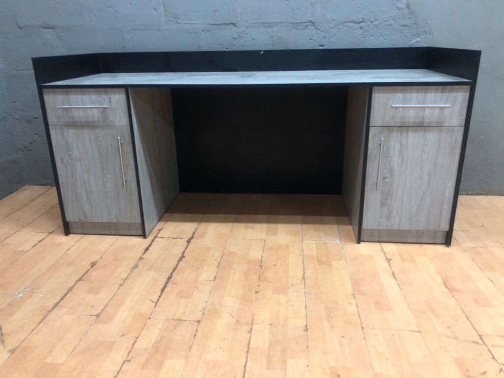 Laminate office desk / workstation with 2 drawers & 2 cupboards — 200 x 70 x 93 cm