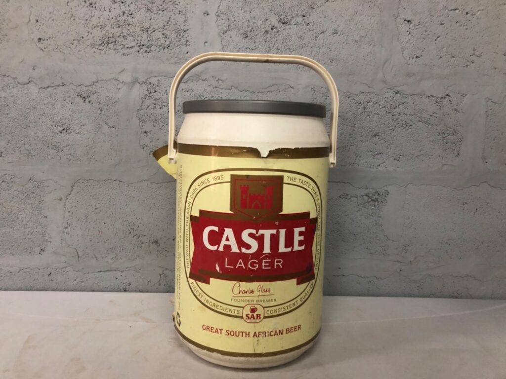 Castle Lager–branded Plastic Insulated Cooler / Ice Bucket — Tested Watertight, Used Fair Condition