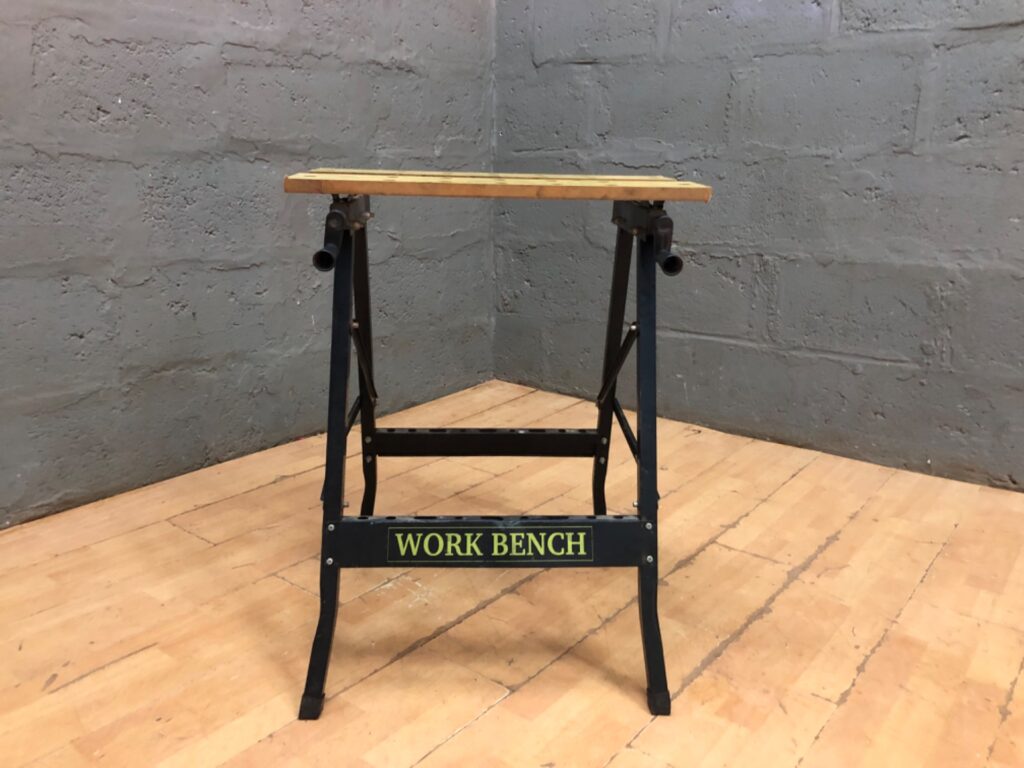 Folding Portable Workbench / Vise — Wood Jaws, Crank Handles, Tested (61 x 61 x 75 cm)