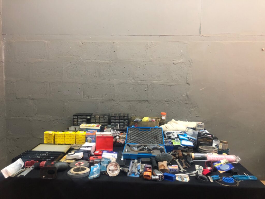 Mixed lot: Hand tools, consumables & small parts — Bosch boxed items + Skil 14.4V cordless drill (no battery/charger)