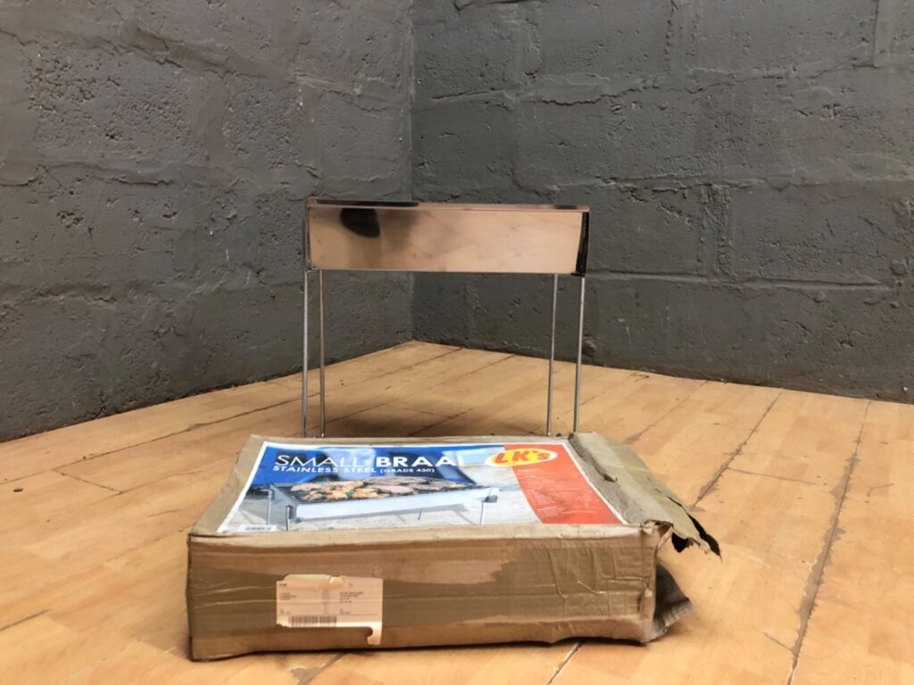 LK’s Small Stainless Steel Portable Braai (Grade 430) — cooking grid & legs, box included