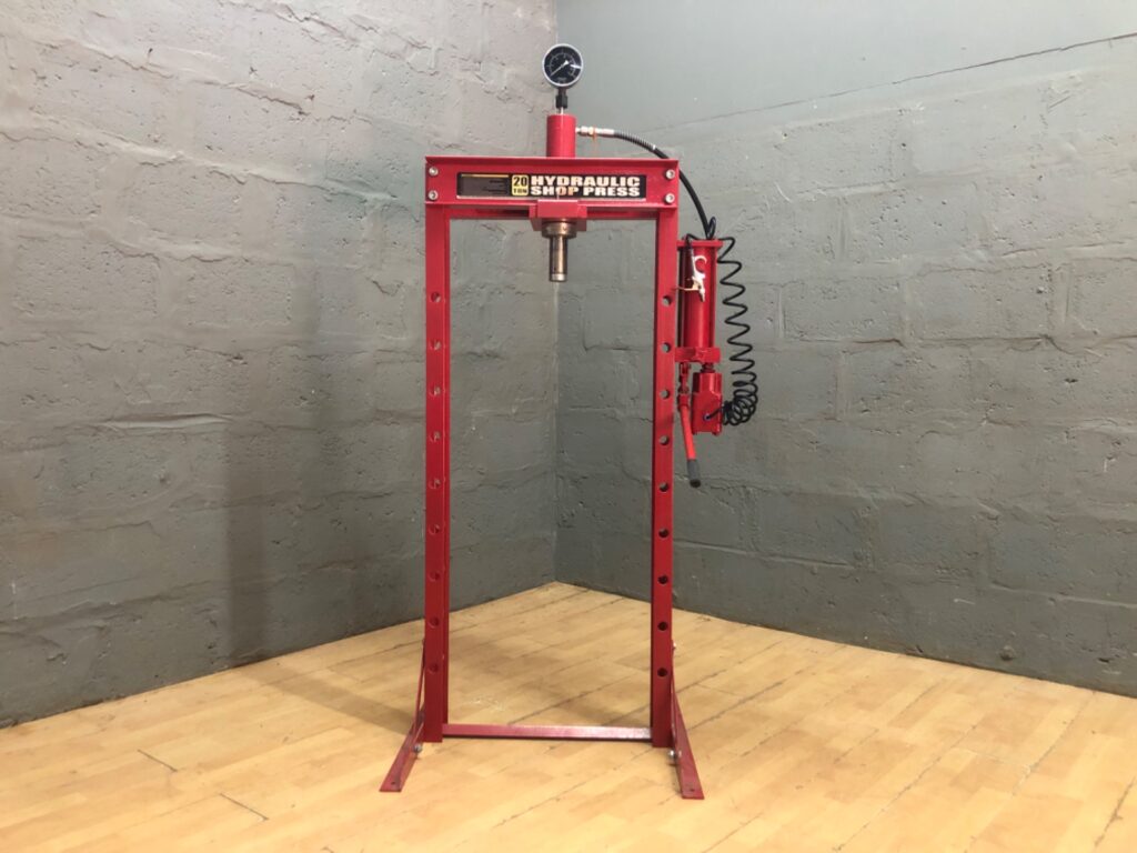 20 Ton Hydraulic Shop Press – Hand Pump, Gauge & Hose (Working) – No Bed