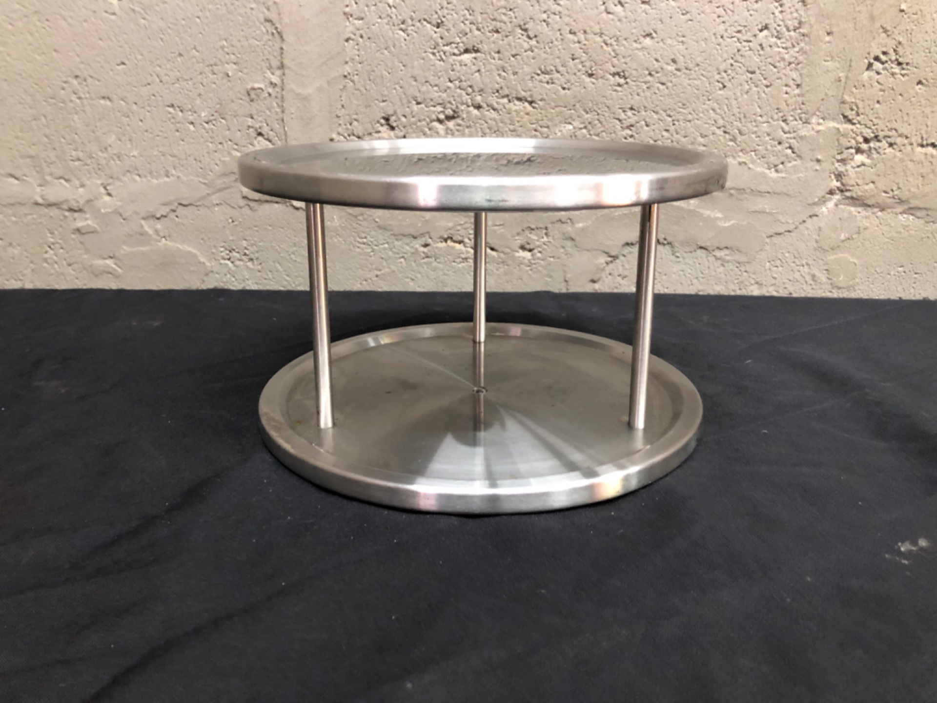 WENKO two-tier stainless steel serving / cake stand — Art.-No. 2335100 — 26 cm Ø x 15 cm H (used)