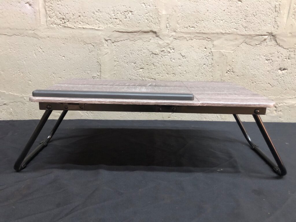 Adjustable Folding Lap / Bed Tray Table with Tilting Top — Folding Legs, Rubber Stop