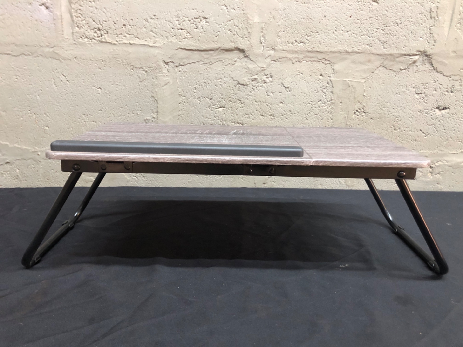 Adjustable Folding Lap / Bed Tray Table with Tilting Top — Folding Legs, Rubber Stop