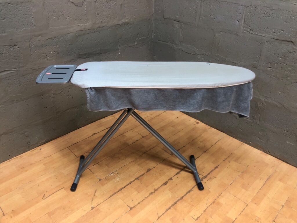 Folding Ironing Board with Padded Cover & Iron Rest — 147 x 43 x 97 cm, Good used
