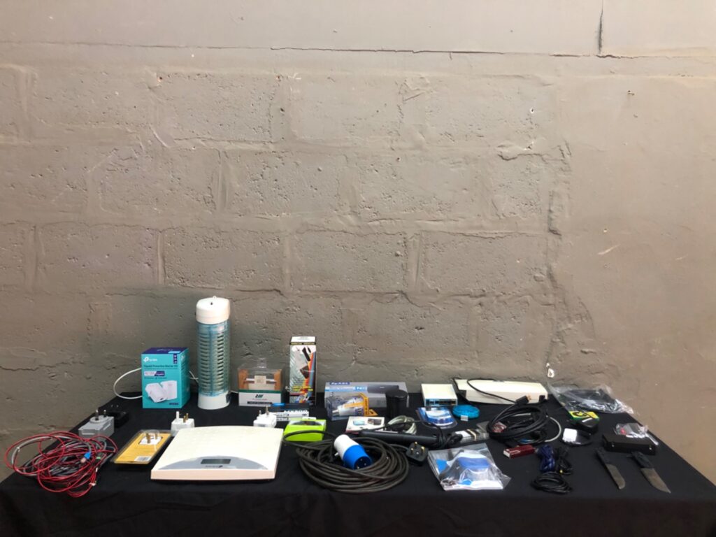 Mixed lot of small electronics, networking kit, cables & accessories (some boxed) — ZyXEL, TP-Link, Crucial, Transcend