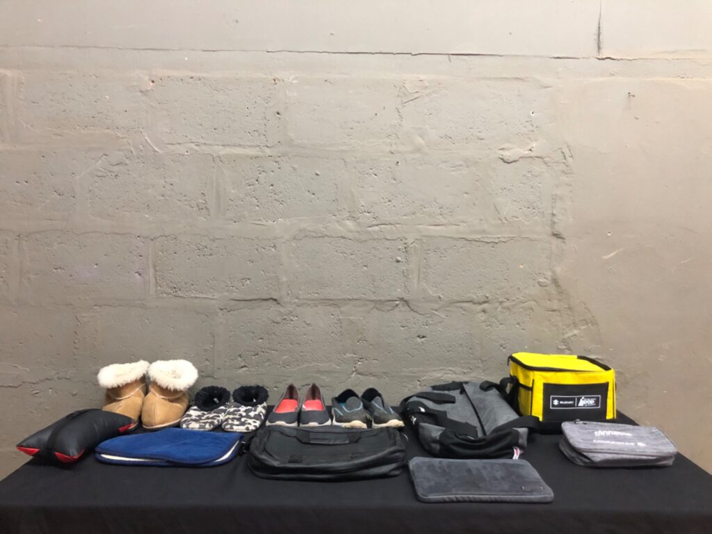 Mixed lot: used shoes, slippers & soft bags (10 items)