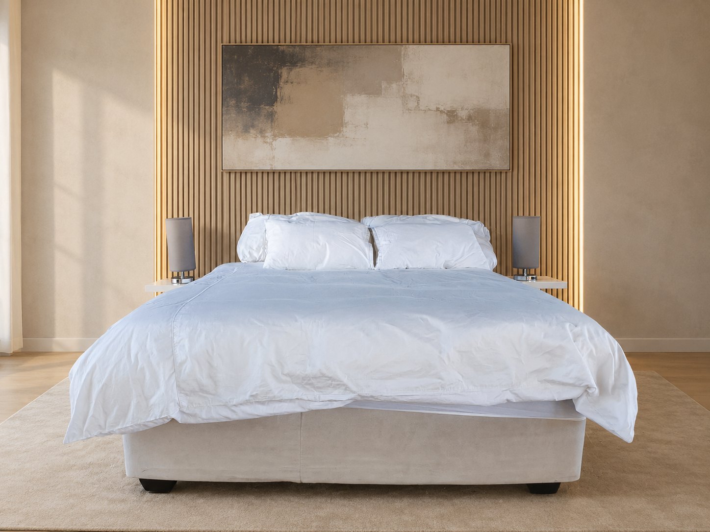 Dynamic Orthopaedic Supreme double mattress & divan base set with 2 bedside tables and 2 lamps (190 x 154 x 62 cm)