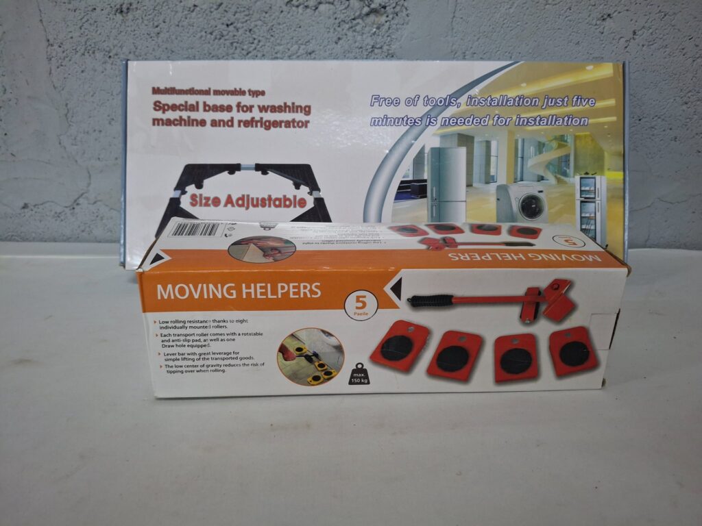 Lot: 2x Boxed Appliance Movers – Size‑Adjustable Wheeled Base + 5‑Piece Moving Helpers (Sealed)
