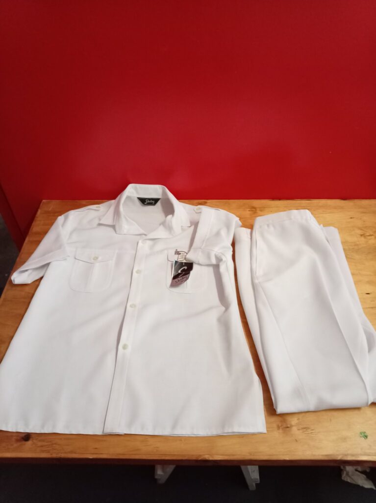 Sterling Casuals men’s white two-piece set — shirt + trousers, Size Large, new with tags