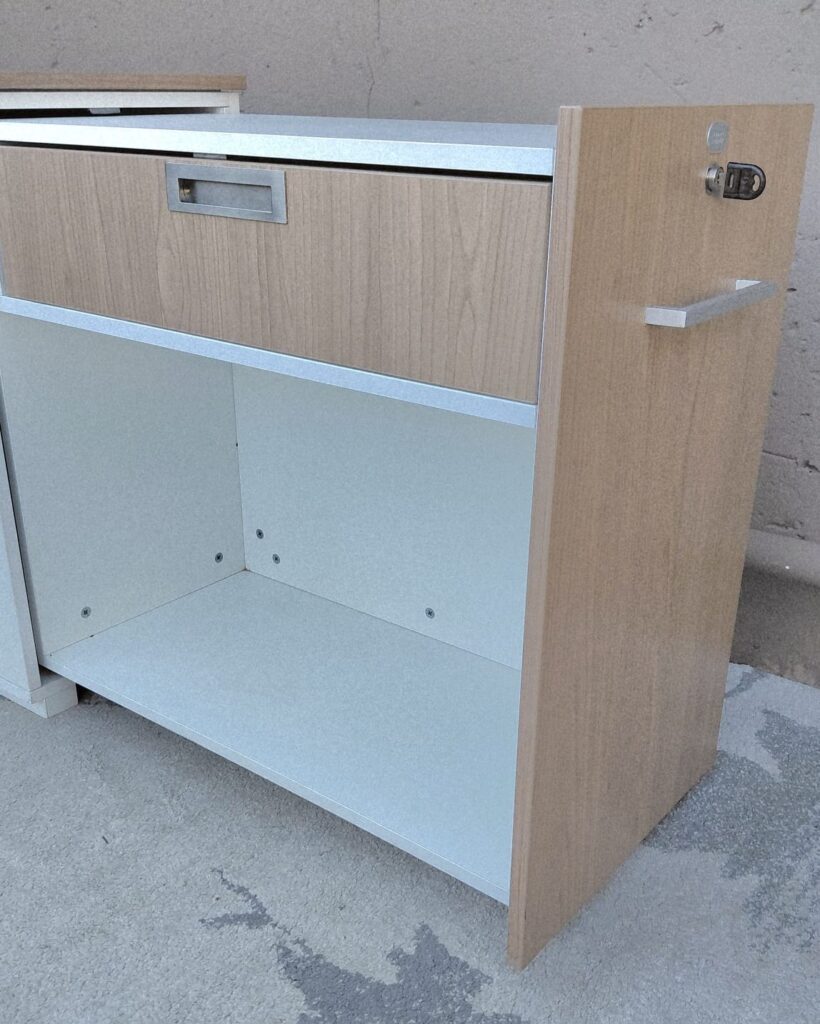 Angel Shack two-tone laminate storage cabinet / filing pedestal with lock & key