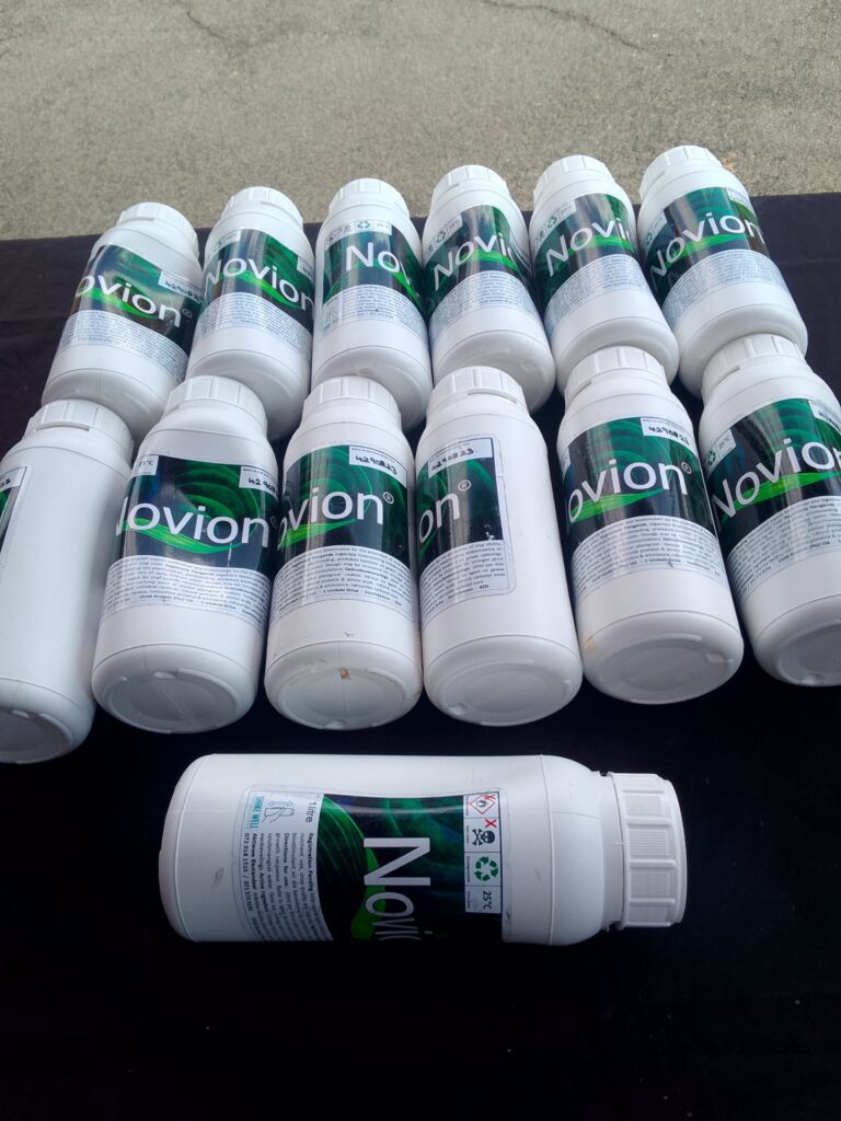 Lot of 13 x 1 L Novion (Viridi Ecotech) foliar biofertiliser / biostimulant — sealed bottles, label wear
