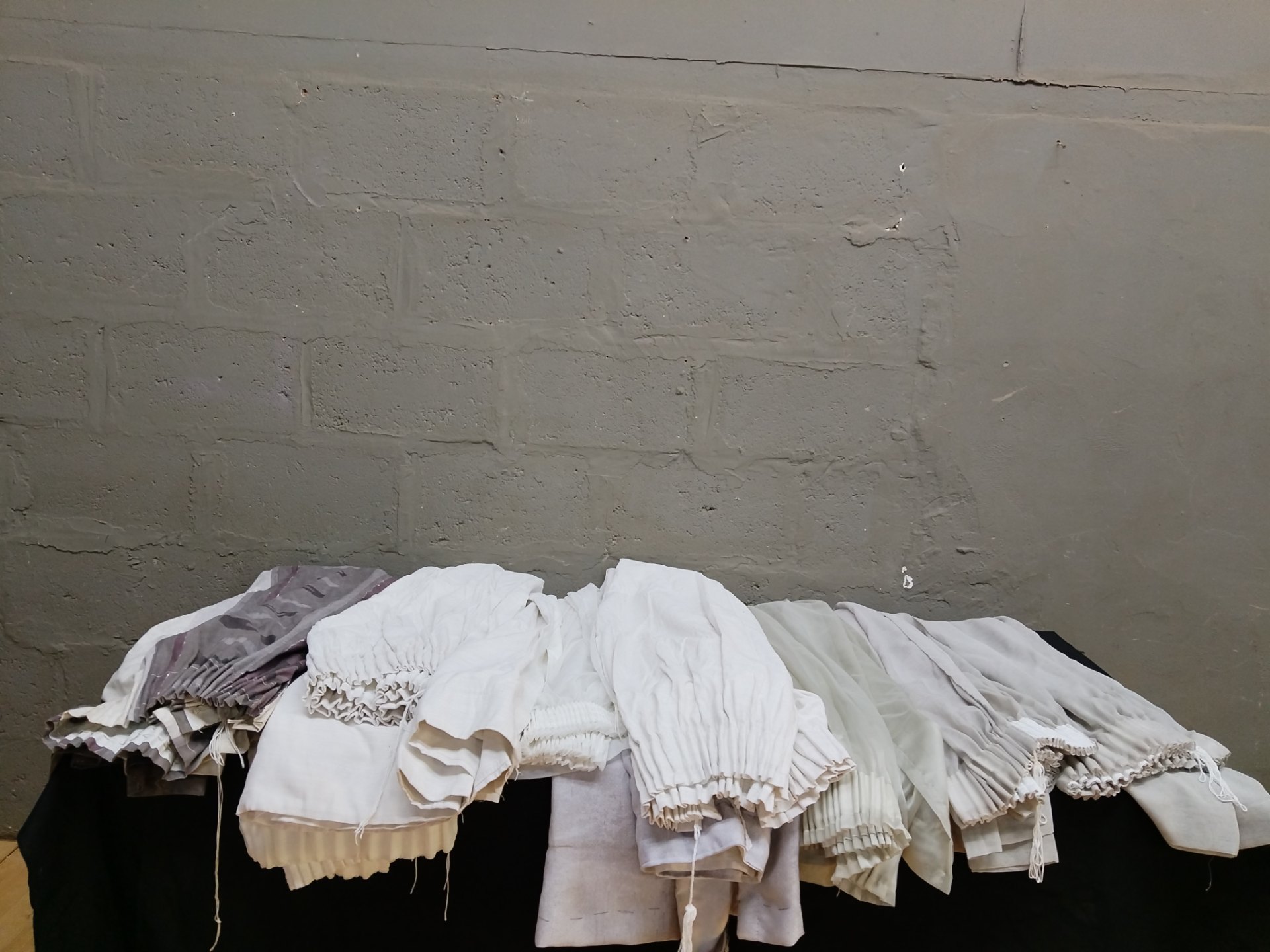 Mixed Lot: 10 Assorted Curtain & Sheer Panels — Neutral Colours, Pleated Headings, Used