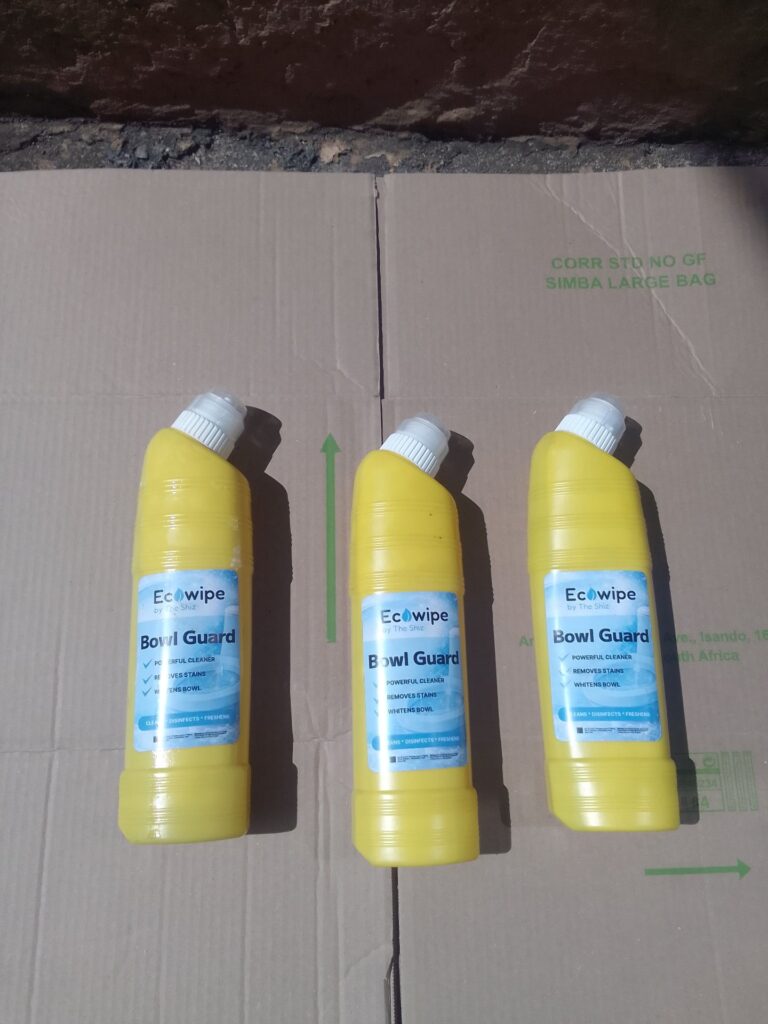 Lot of 3 Ecowipe Bowl Guard toilet cleaner bottles — factory-sealed, no visible leaks