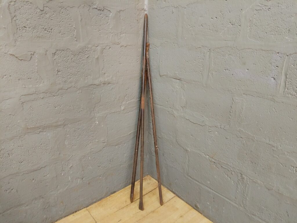 Lot of 3 Steel Pry Bars / Crowbars – Heavy Surface Rust, Untested