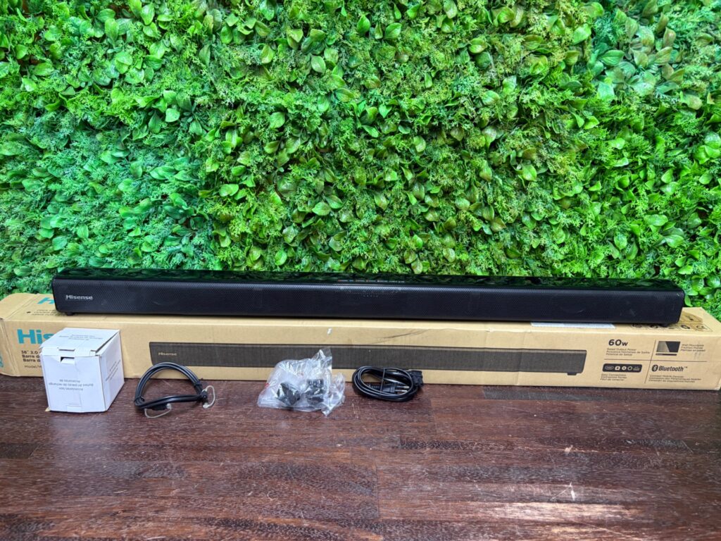Hisense Bluetooth Soundbar with Power Cable & Mounting Brackets — Untested, Minor Grille Dent